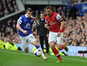 Everton Prints: Podolski vs. Coleman: Everton vs. Arsenal, Premier League Showdown