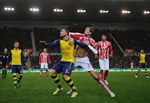 Podolski vs Crouch: Intense Battle at Britannia Stadium - Stoke City vs Arsenal, Premier League 2014-15