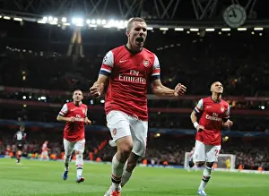 Arsenal V Olympiacos 2012-13 Prints: Podolski's Brace: Arsenal Secures Champions League Victory over Olympiacos
