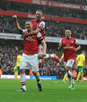 Arsenal V Norwich City 2012-13 Prints: Podolski's Hat-Trick: Arsenal's Triumph Over Norwich City (2012-13)