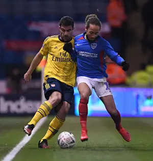 Portsmouth V Arsenal FA Cup 5th Rd 2020 Prints: Portsmouth vs Arsenal: FA Cup Fifth Round Battle - Sokratis Clashes with Hackett-Fairchild