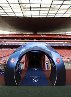 Arsenal V Olympiacos 2015/16 Prints: Pre-Match Atmosphere at Emirates Stadium: Arsenal vs Olympiacos