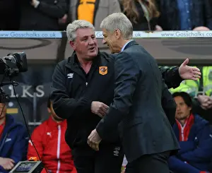 Hull City V Arsenal 2014/15 Prints: Pre-Match Encounter: Arsene Wenger and Steve Bruce at Hull City vs