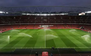 Arsenal V Leicester City 2014-15 Prints: Pre-Match Pitch Preparation at Emirates Stadium: Arsenal vs Leicester City, 2015