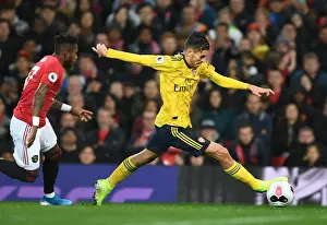 Manchester United V Arsenal 2019-20 Prints: Premier League Battle: Dani Ceballos of Arsenal Faces Off Against Manchester United (2019-20)