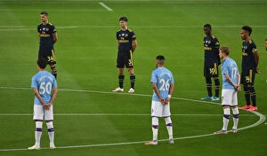 Manchester City v Arsenal 2019-20 Collection: Premier League Showdown: Manchester City vs. Arsenal - A Moment of Silence (June 2020)