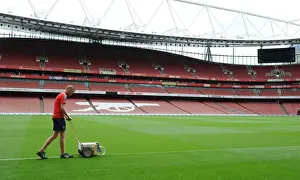 Arsenal V Liverpool 2016-17 Prints: Preparing for the Arsenal vs Liverpool Battle: The Emirates Stadium Pitch Set for Premier League 2016-17 Clash