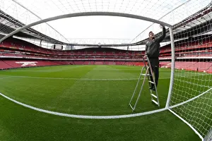 Arsenal V Watford 2017-18 Prints: Preparing the Field: Arsenal Groundsman Readies Emirates Stadium for Arsenal v Watford