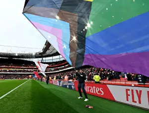 Pride Unites: Arsenal Fans Wave Rainbow Flags at Emirates Stadium during Arsenal vs. Brentford, Premier League 2021-22