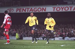 Quincy Owusu-Abeyie celebrates scoring Arsenals 1st goal with Gilberto