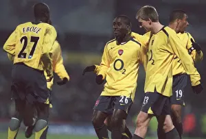 Doncaster V Arsenal 2005-6 Prints: Quincy Owusu-Abeyie celebrates scoring Arsenals 1st goal with Nicklas Bendtner