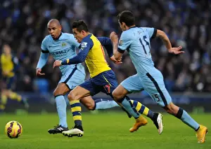 Manchester City V Arsenal 2014-15 Prints: Race for Victory: Sanchez vs. Navas and Fernando - Manchester City vs