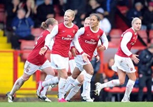 Arsenal Ladies v Rayo Vallecano 2010 - 11 Collection: Rachel Yankey celebrates scoring Arsenals 1st goal with Katie Chapman