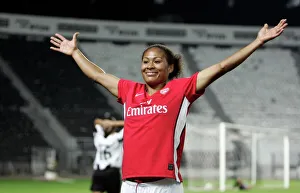 POAK Thessaloniki v Arsenal Ladies 2009-10 Collection: Rachel Yankey celebrates scoring Arsenals 7th goal her 2nd