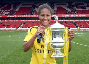 Framed Print : Rachel Yankey with the FA Cup: Arsenal's Victory in the Women's FA Cup Final against Charlton Athletic (2007)