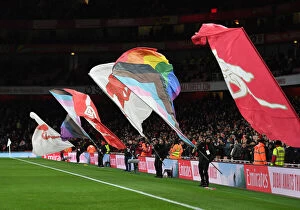 Images Dated 24th February 2022: Rainbow Flag Flies High: Arsenal vs. Wolverhampton Wanderers at Emirates Stadium