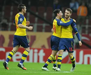 Galatasaray V Arsenal 2014/15 Prints: Ramsey and Bellerin Celebrate Arsenal's Champions League Goals Against Galatasaray (2014)