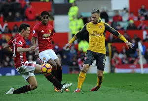 Manchester United V Arsenal 2016-17 Prints: Ramsey Evades Herrera and Rashford: Manchester United vs. Arsenal, Premier League 2016-17