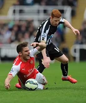 Newcastle United V Arseal 2014/15 Prints: Ramsey Foul: Intense Battle between Newcastle and Arsenal (2014/15)
