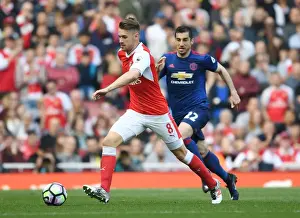 Arsenal V Manchester United 2016-17 Prints: Ramsey Outmaneuvers Mkhitaryan: Intense Moment from Arsenal vs