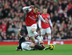 Arsenal V Southampton 2013-14 Prints: Ramsey Outmaneuvers Schneiderlin: Arsenal vs Southampton, Premier League 2013-14