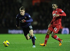 Southampton V Arsenal 2012-13 Prints: Ramsey Outruns Puncheon: Southampton vs. Arsenal, Premier League, 2012-13