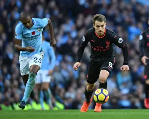 Manchester City V Arsenal 2017-18 Prints: Ramsey Outwits Fernandinho: A Premier League Battle - Arsenal vs