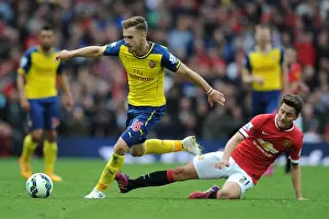 Manchester United V Arsenal 2014-15 Prints: Ramsey Surges Past Herrera: A Premier League Showdown (2014-15) - Manchester United vs