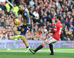Manchester United V Arsenal 2015/16 Prints: Ramsey Surges Past Mata: Manchester United vs