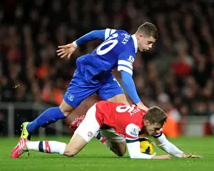 Arsenal V Everton 2013-14 Prints: Ramsey vs. Barkley: A Foul Encounter at the Emirates (2013-14 Arsenal vs. Everton)