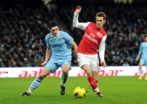 Manchester City V Arsenal 2011-12 Prints: Ramsey vs. Barry: Clash at the Etihad - Manchester City vs. Arsenal, Premier League, 2011