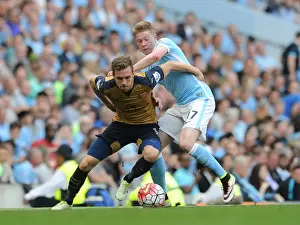 Manchester City V Arsenal 2105-16 Prints: Ramsey vs. De Bruyne: A Premier League Battle - Manchester City vs. Arsenal (2016)