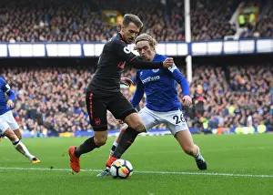 Everton V Arsenal 2017-18 Prints: Ramsey vs. Davies: A Premier League Showdown at Goodison Park