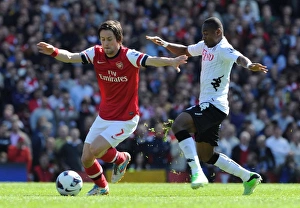 Fulham V Arsenal 2012-13 Prints: Ramsey vs. Enoh: Intense Battle in Fulham vs