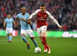 Arsenal V Manchester City - Carabao Cup Final 2018 Prints: Ramsey vs. Fernandinho: A Carabao Cup Final Showdown