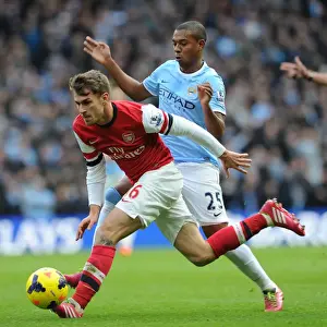 Manchester City V Arsenal 2013-14 Prints: Ramsey vs Fernandinho: Clash of the Midfield Titans - Manchester City vs Arsenal (2013-14)
