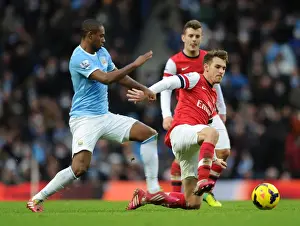 Manchester City V Arsenal 2013-14 Prints: Ramsey vs Fernandinho: Intense Battle in Manchester City vs Arsenal (2013-14)