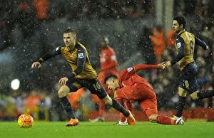 Images Dated 13th January 2016: Ramsey vs. Firmino: A Premier League Battle at Anfield, 2015-16