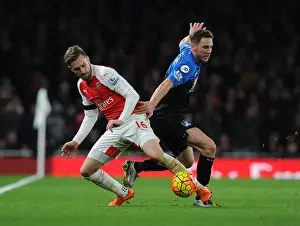 Arsenal V Bournemouth 2015-16 Prints: Ramsey vs Gosling: Intense Battle in Arsenal vs Bournemouth Premier League Clash (December 2015)