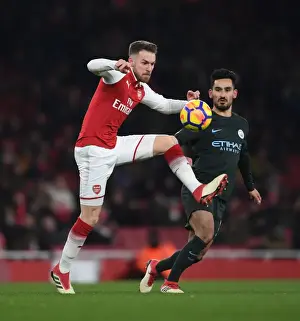 Arsenal V Manchester City 2017-18 Prints: Ramsey vs. Gundogan: A Midfield Battle of Titans - Arsenal vs. Manchester City (2017-18)