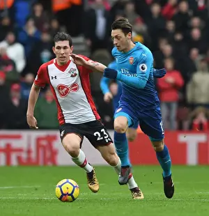 Southampton V Arsenal 2017-18 Prints: Ramsey vs Hojbjerg: Battle in the Premier League - Southampton vs Arsenal (2017-18)