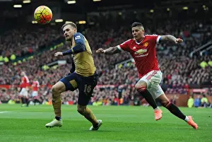 Manchester United V Arsenal 2015/16 Prints: Ramsey vs Rojo: A Footballing Battle at Old Trafford - Manchester United vs Arsenal