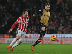 Stoke City V Arsenal 2015-16 Prints: Ramsey vs. Whelan: A Footballing Battle at the Britannia Stadium, 2016