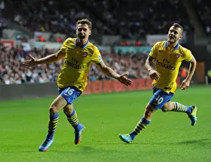 Swansea Prints: Ramsey and Wilshere Celebrate Arsenal's Victory: Swansea v Arsenal