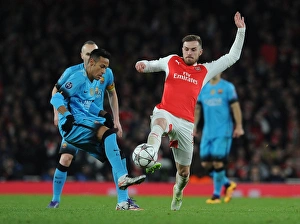 Arsenal V Barcelona 2015/16 Prints: Ramsey's Tenacious Tackle: Arsenal vs. Barcelona - Champions League Showdown