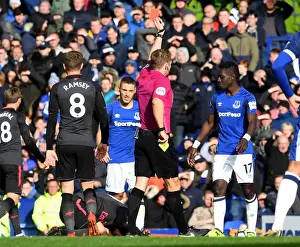 Everton V Arsenal 2017-18 Prints: Red Card Drama: Idrissa Gueye Dismissed as Arsenal Edge Past Everton in Premier League Clash