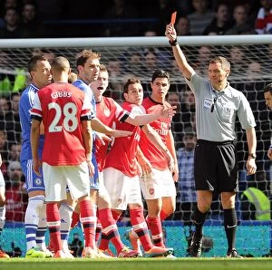 Images Dated 22nd March 2014: Red Card Ruin: Gibbs Dismissal Derails Arsenal vs. Chelsea