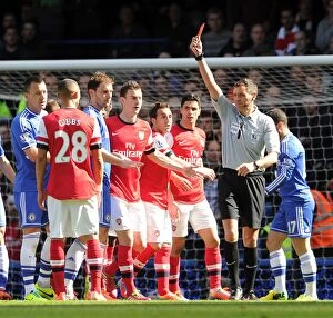Images Dated 22nd March 2014: Red Card Woe: Gibbs Dismissal Derails Arsenal in Chelsea Clash
