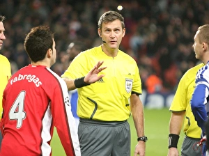 Arsenal V Dynamo Kyiv 2008-9 Prints: Referee Alain Hamer tosses the coin