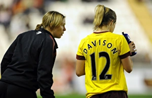 Images Dated 4th November 2010: Rehanne Skinner chats to Gemma Davison (Arsenal). Rayo Vallecano 2: 0 Arsenal Ladies
